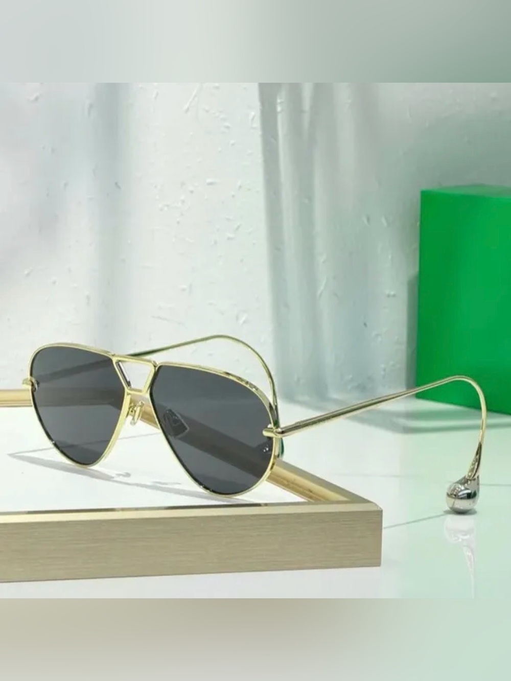 Gold Drop 64MM Aviator Sunglasses NWT